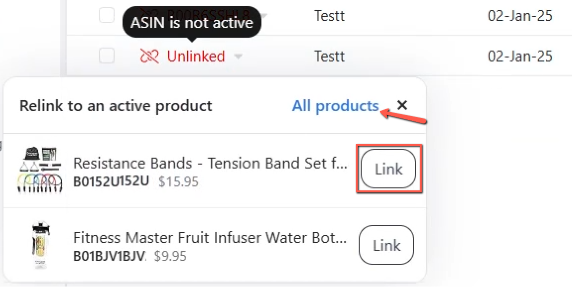 Bidding Rule - Relink inactive ASINs